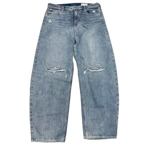GAP Barrel High Rise‎ Distressed Light Wash Denim Jeans Women's 16 Tall